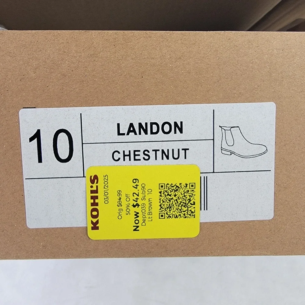 Kohls Landon Mens Ankle Boots Chestnut Brown Size 10 Round Toe Pull On Ankle NEW